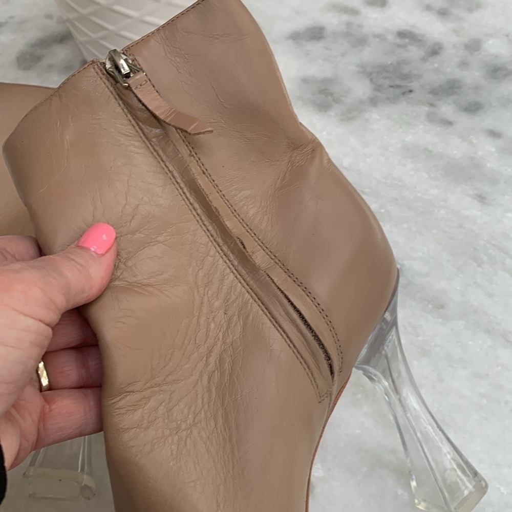 Black Suede Studio Ankle Boots Nude 5โ Heel Acrylic EU 38 / US 8 /1.5โ Platform - Picture 12 of 13